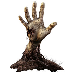 Grasping hand emerges eerily from ground