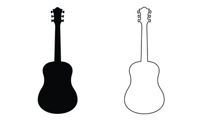 Fototapeta premium Acoustic guitar black silhouette vector, Music instrument icon, Acoustic guitar flat vector illustration