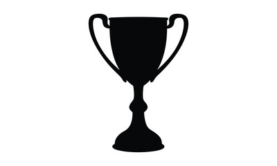 Trophy cup icon, Competition winner prize trophy, Trophy cup silhouette vector on white background