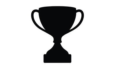 Trophy cup icon, Competition winner prize trophy, Trophy cup silhouette vector on white background