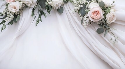 Floral draped fabric backdrop