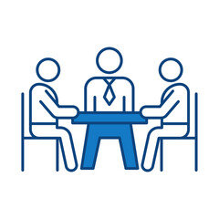 Meeting Blue Line Icon. Business, Strategy, Success Editable Stroke Vector Illustration
