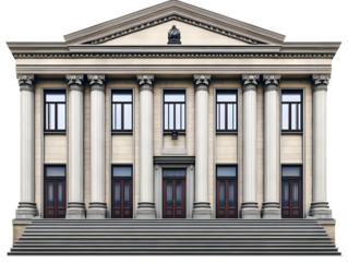 Isolated Historical Building with Columns and Grand Entrance Illustration