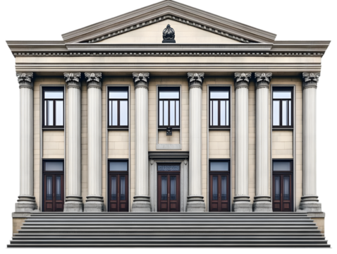 Isolated Historical Building with Columns and Grand Entrance Illustration