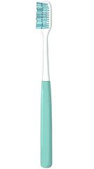 Isolated Illustration Of A Toothbrush In Teal And White On Transparent Background