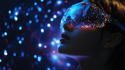 A scientist using AR to analyze space data in real-time 