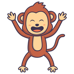 Cute Circus Monkey Character. Isolated on White Background.