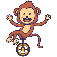 Cute Circus Monkey Character. Isolated on White Background.