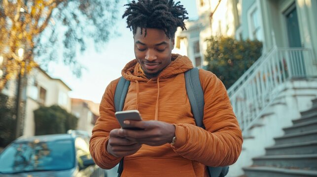 A person receiving an important text message while on the go.
