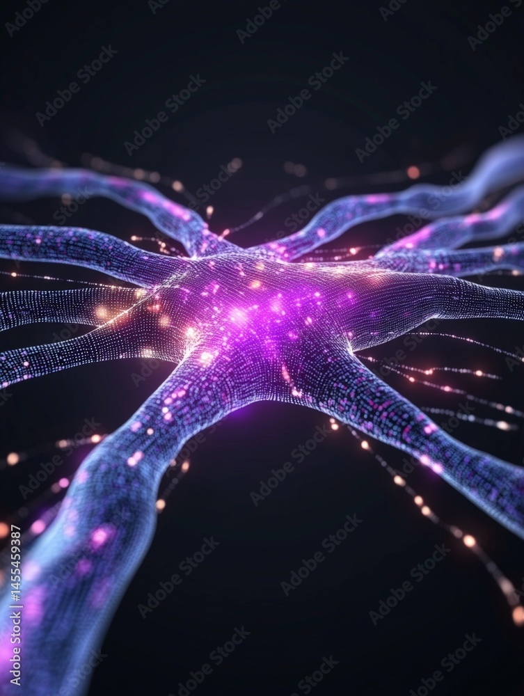 Poster digital art of a chatbot analyzing streams of text data visualization
