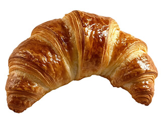 Isolated Photo of a Flaky Golden Brown Croissant on Transparent Background