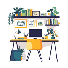 vector of a work room design
