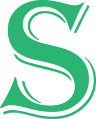 Green Color English Alphabet Letter 