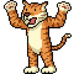 pixel art of tiger stand tall intimidating