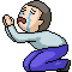 Obraz premium pixel art of man cry beg sad