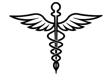 caduceus medicine science disease  silhouette vector illustration