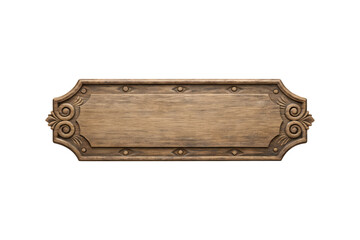 Vintage Ornate Wooden Signboard with Intricate Carvings and Rustic Appeal transparent background