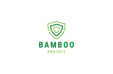 Bamboo shield logo icon design template flat vector