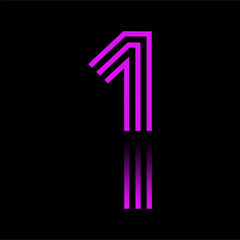 Neon Number 1 Glowing Retro Futuristic Typography on Black Background