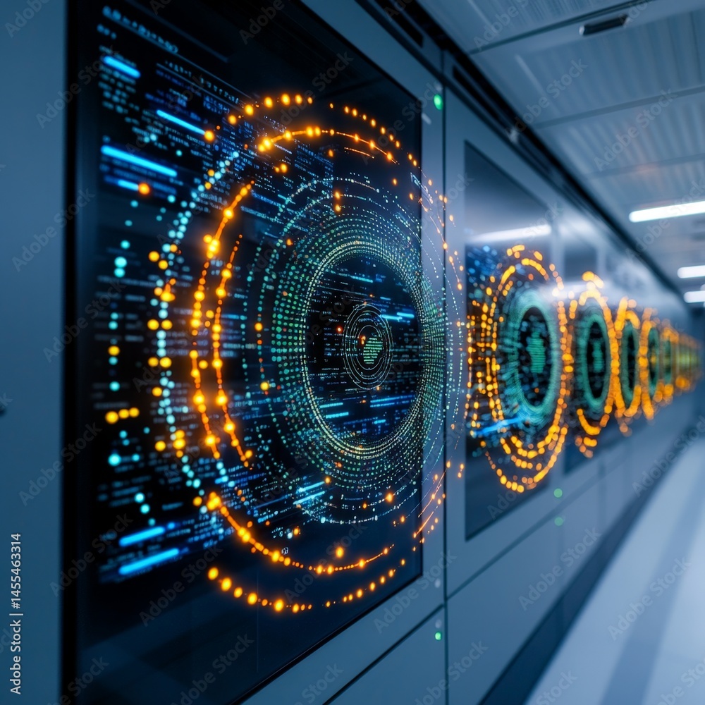 Aufkleber advanced machine analyzing data in a high-tech environment