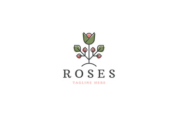 Rose flower logo icon design template flat vector
