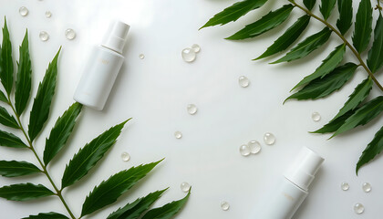 White Bottle with Green Leaf and Drop