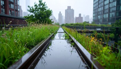 Reflections on the High Line New York City NYC, USA