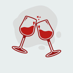 Cheers wine glasses icon stock illustration