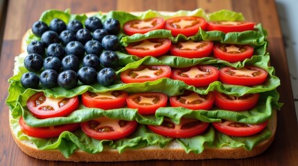 Celebrate national burger day with a creative salad display kitchen food art bright colors aerial view