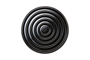 Abstract Concentric Circle Pattern with Polished Black Metallic Texture, Minimalist Design transparent background