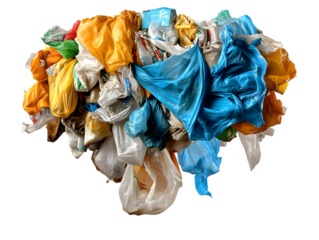 Isolated Pile Of Plastic Bags In Various Colors And Textures