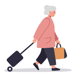 Senior woman walking alone - elderly woman strolling solo through autumn park, pensively looking down, atmosphere of quiet solitude and contemplation.