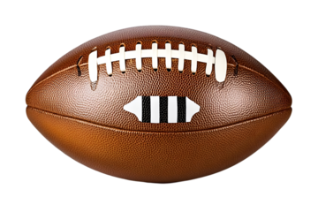 Isolated Photo of a Brown Leather Football with White Stitching Transparent Background