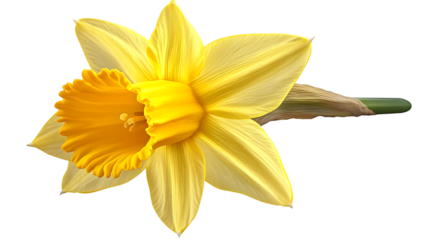 Isolated Photo of a Single Yellow Daffodil Flower on Transparent Background