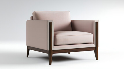 A chair with a wooden frame and a white cushion