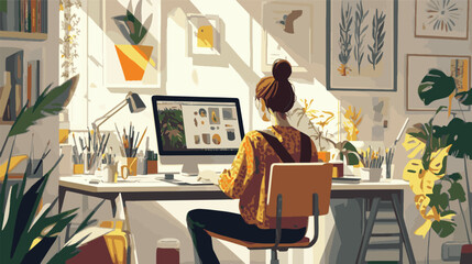 vector busniess people working on laptop