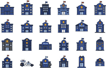 police station icon, police station vector illustration-simple illustration of police station, perfect for police station logos and icons
