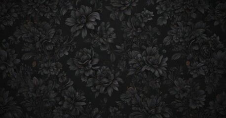 Elegant black floral wallpaper, textured surface, rich detail , background, stylish, detail