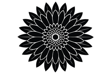 Elegant Black and White Floral Mandala Design Element
