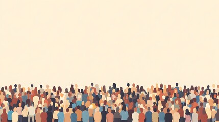 Naklejka premium Diverse Crowd Facing Away From Viewers Blank Background