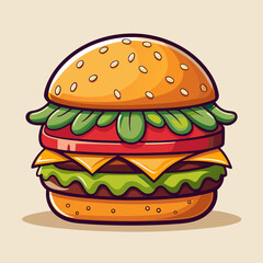 burger and hamburger sandwich, meal, vector, illustration, bread, fast, cartoon, meat, fast food, 