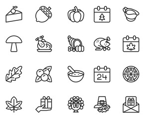 Outline icons for Thanksgiving. vector