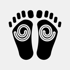 Icon buddha feet. Buddhism and vesak elements. Icon in glyph style.