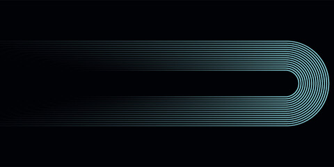 Futuristic abstract background. Glowing blue geometric lines design. Modern shiny blue diagonal rounded lines pattern. Horizontal banner template with space for your text