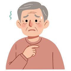 Elderly man looking anxious - aged man with worried expression and deep concern wrinkles.