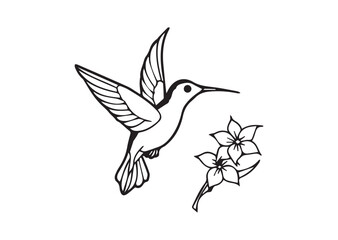 Obraz premium Hummingbird Flowers Clipart, Hummingbird Flowers Silhouette Vector