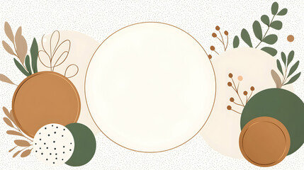 Botanical frame, minimalist design, earthy tones, blank space, social media template