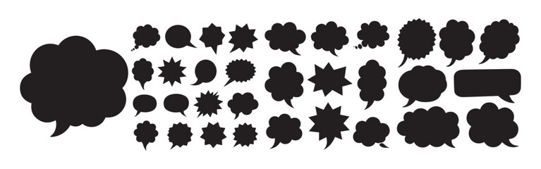   bubble black silhouette set comic shapes empty.eps