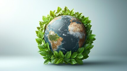 Earth surrounded by leaves, symbolizing environmental protection (1)