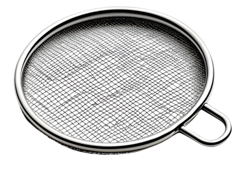 Isolated Photo Of Stainless Steel Sieve On Transparent Background